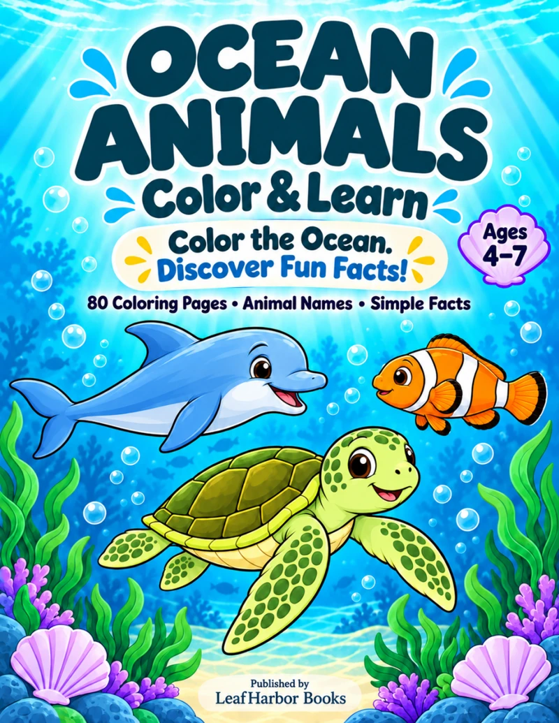 Ocean Animals: Color & Learn — front cover