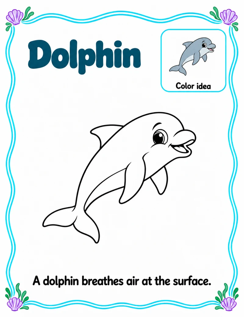Dolphin coloring sample